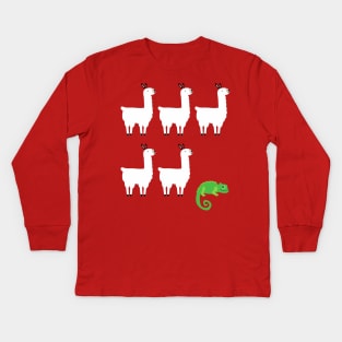 Llama Chameleon Kids Long Sleeve T-Shirt